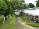 神岡城空堀の外側に整備された植樹された植栽
