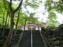大矢田神社石段と石垣とモミジ