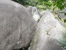 鬼岩を縦長のアングルで写した写真