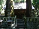 恵那神社夫婦杉と拝殿と石燈篭